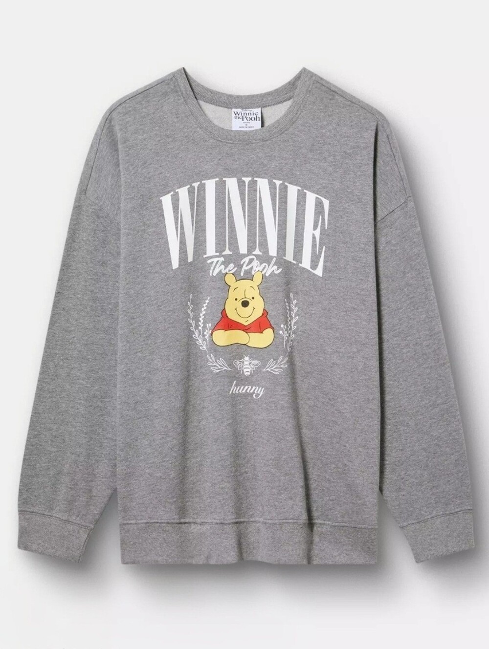 Torrid Gray Winnie the Pooh Crewneck Long Drop Shoulder Sweatshirt Size 2X NWT